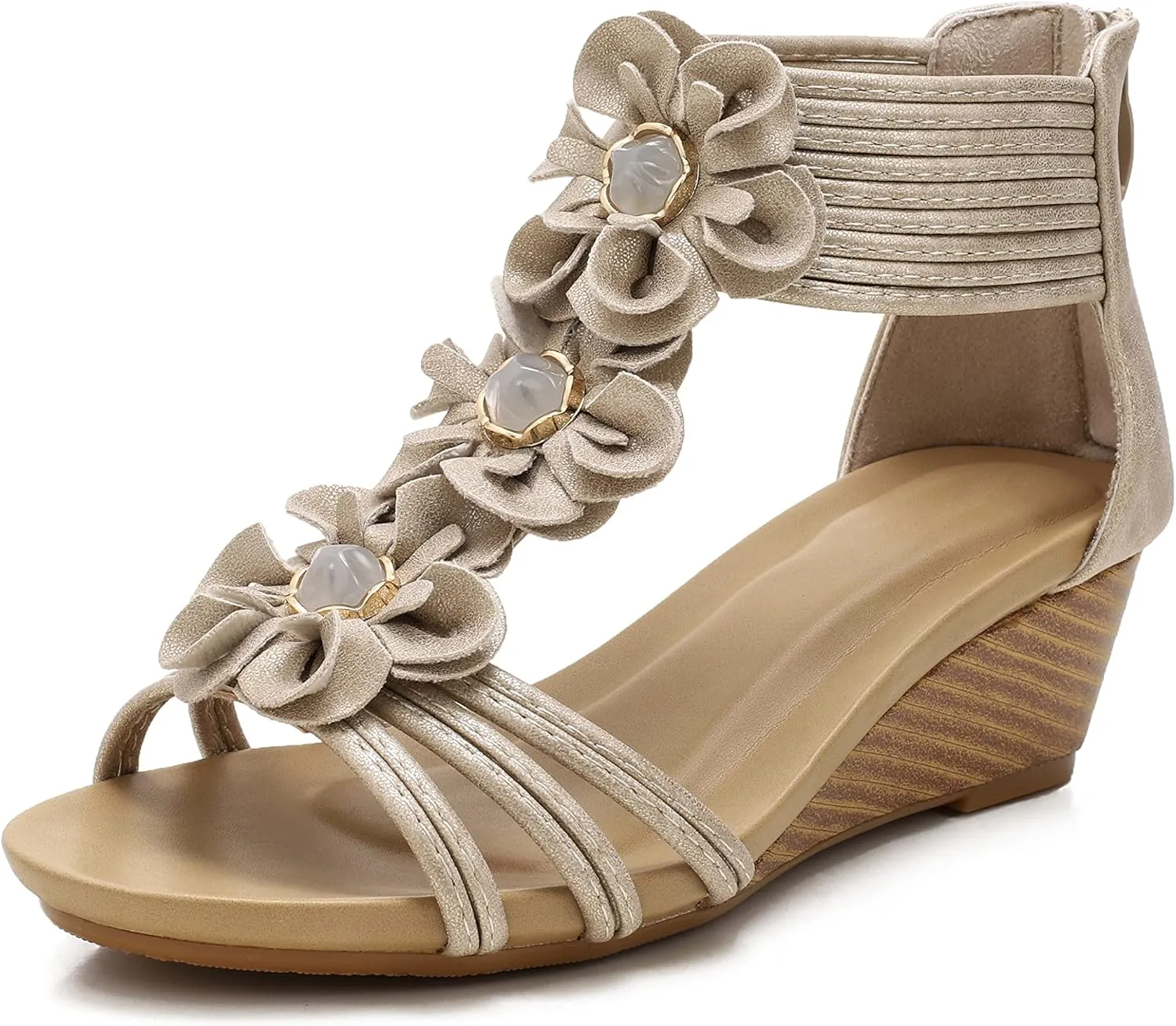 FRALOSHA Wedge Sandals for Women Open Toe Casual Summer Roman High Heel Breathable Beach Sandals