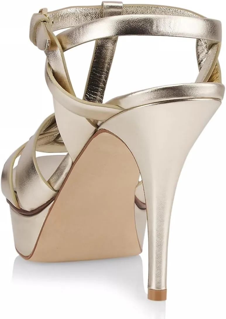 FSJ Women Comfort Platform Stiletto High Heel Ankle Strap Sandals Open Toe Sexy Strappy Slingback Wedding Party Shoes Size 4-16 US