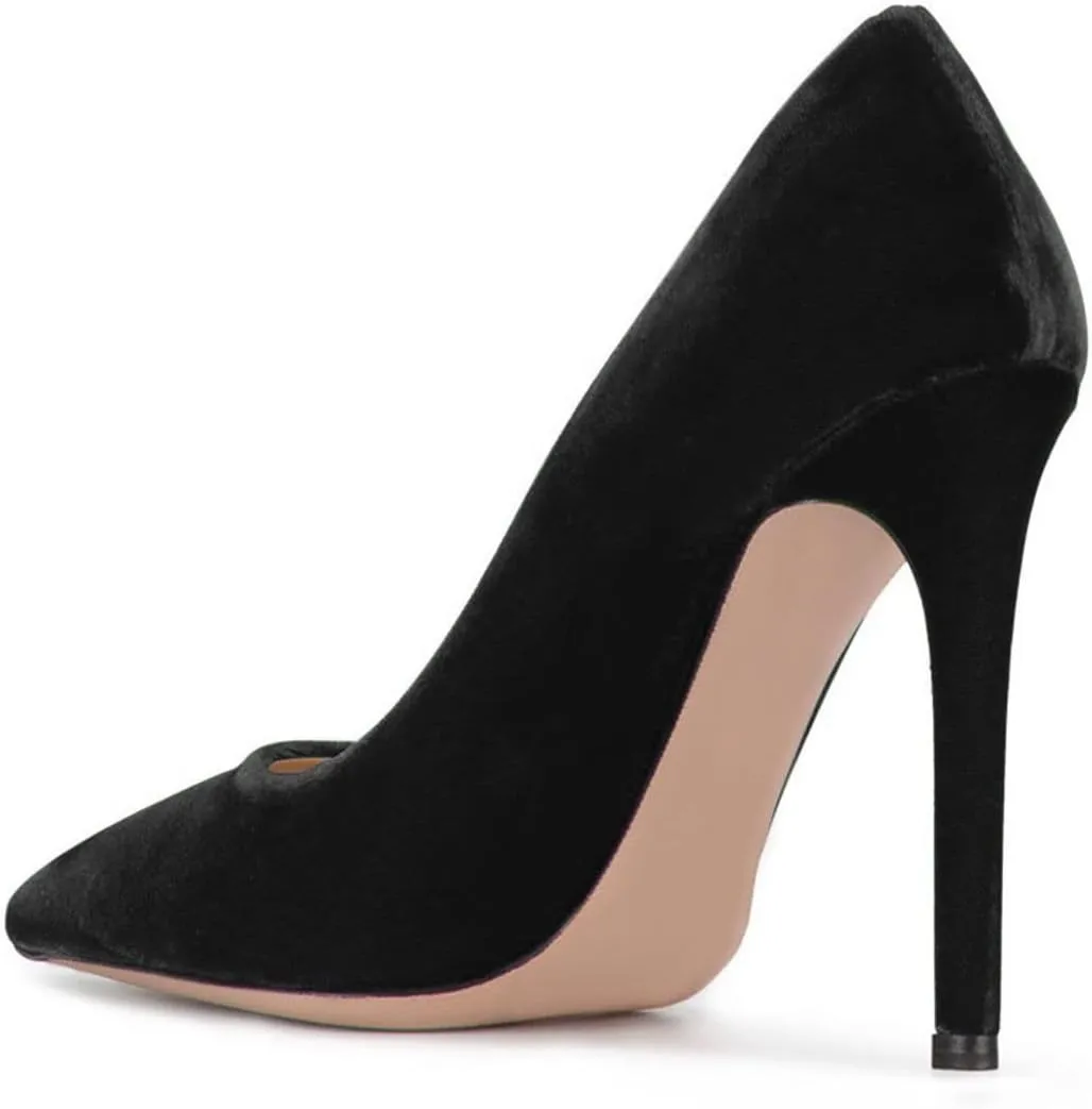 FSJ Women Formal Stiletto High Heels Pumps Pointed Toe Velvet Slide Office Wedding Lady Party Dress Shoes Size 4-15 US