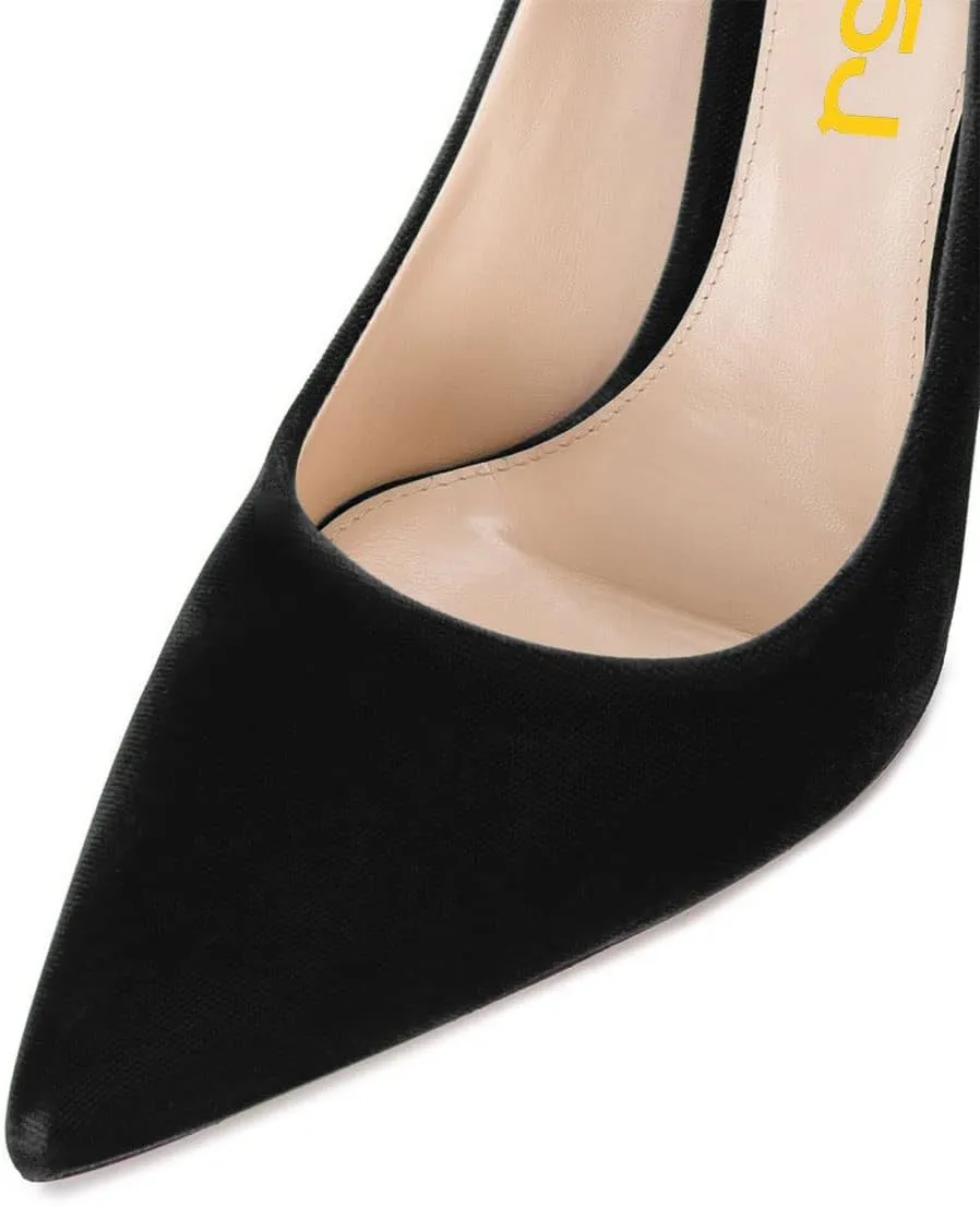 FSJ Women Formal Stiletto High Heels Pumps Pointed Toe Velvet Slide Office Wedding Lady Party Dress Shoes Size 4-15 US