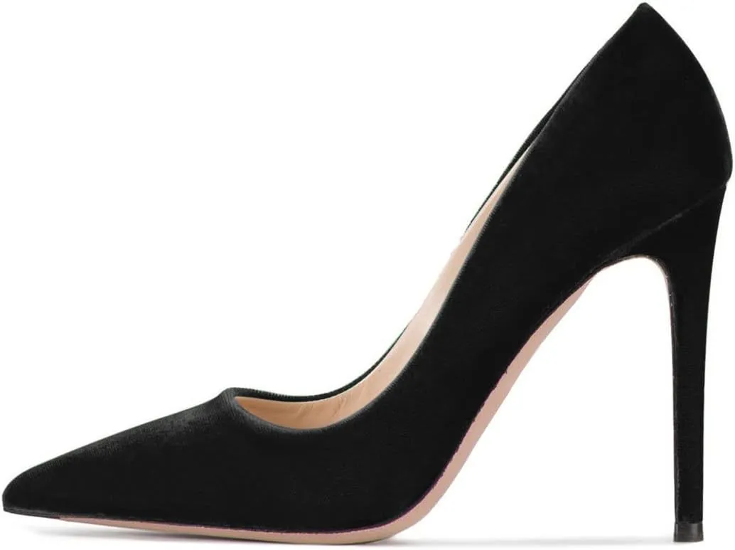 FSJ Women Formal Stiletto High Heels Pumps Pointed Toe Velvet Slide Office Wedding Lady Party Dress Shoes Size 4-15 US
