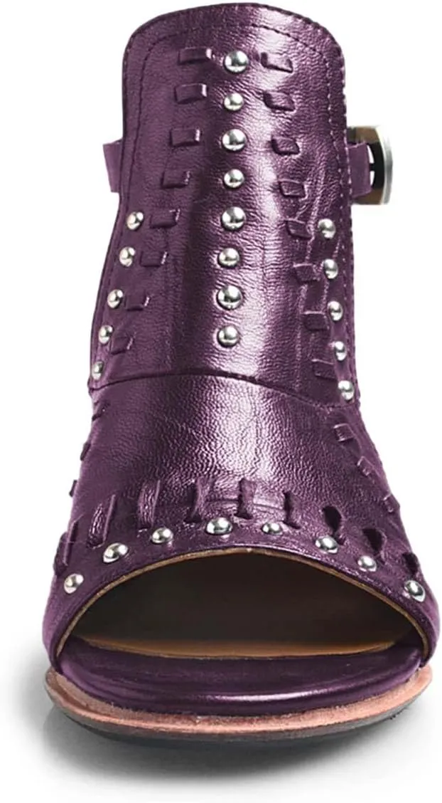 FSJ Women Peep Open Toe Boot Cut Out Buckle Ankle Bootie Comfortable Stacked Block Low Heeled Sandal Shoes Size 4-15 US