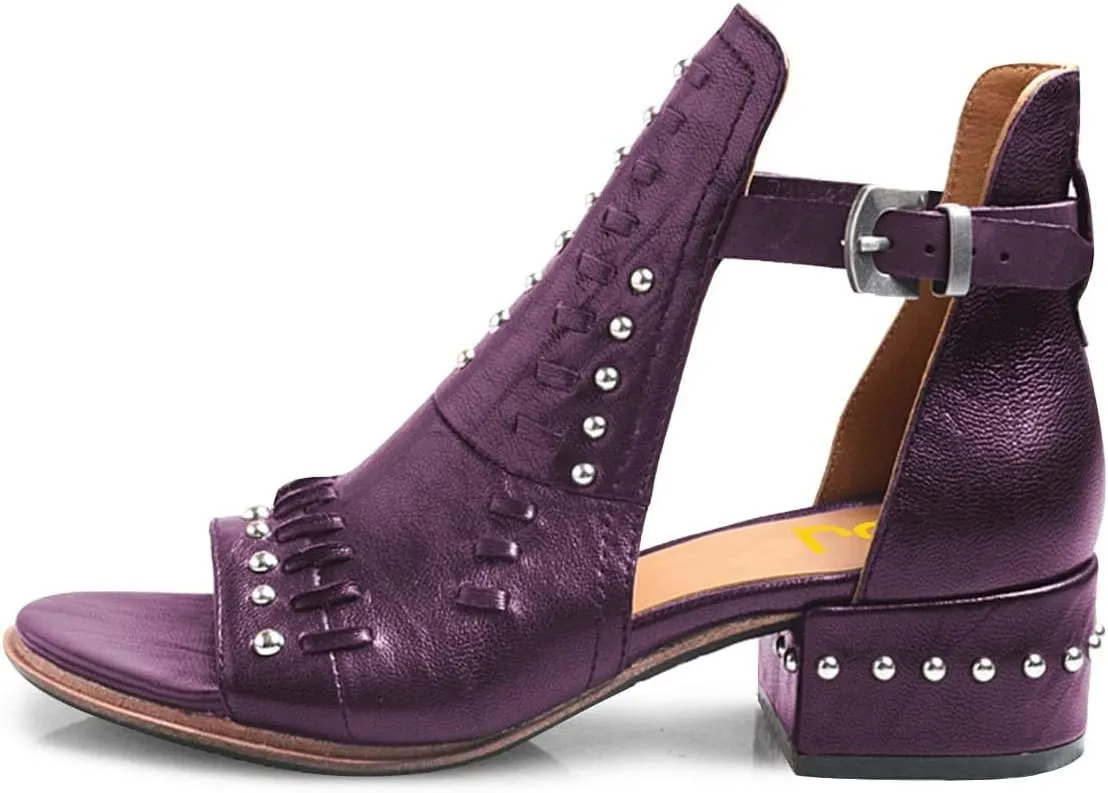 FSJ Women Peep Open Toe Boot Cut Out Buckle Ankle Bootie Comfortable Stacked Block Low Heeled Sandal Shoes Size 4-15 US