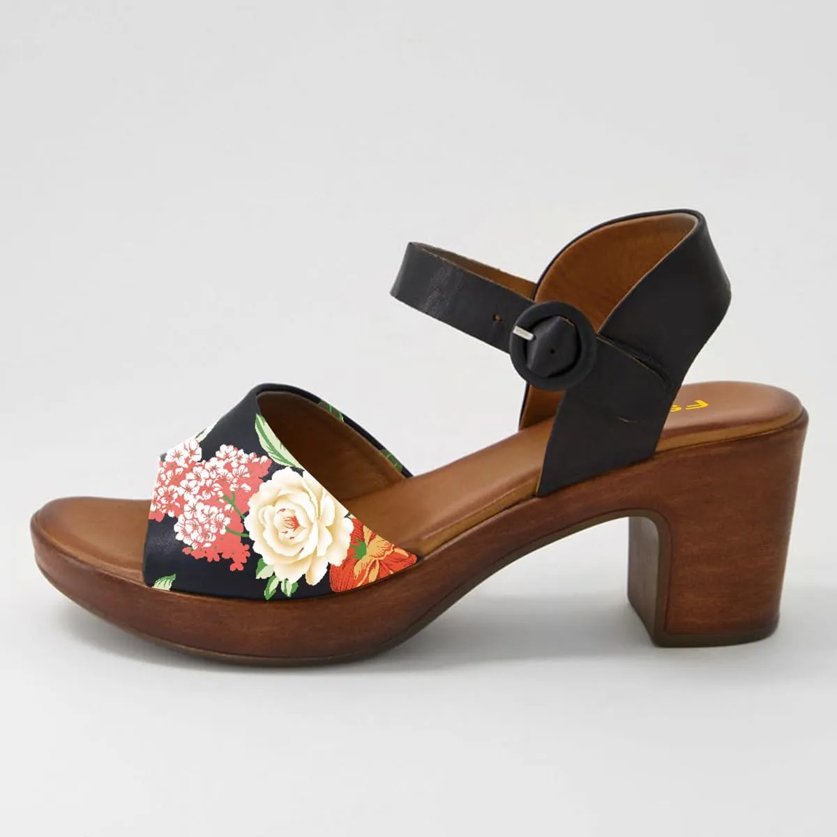 FSJ Women Platform Chunky Heel Sandals Wooden Block Heel Comfortable Open Toe Ankle Strap Wide Band Mid Heel Party Date Night Dance Shoes Size 4-16 US