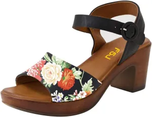 FSJ Women Platform Chunky Heel Sandals Wooden Block Heel Comfortable Open Toe Ankle Strap Wide Band Mid Heel Party Date Night Dance Shoes Size 4-16 US