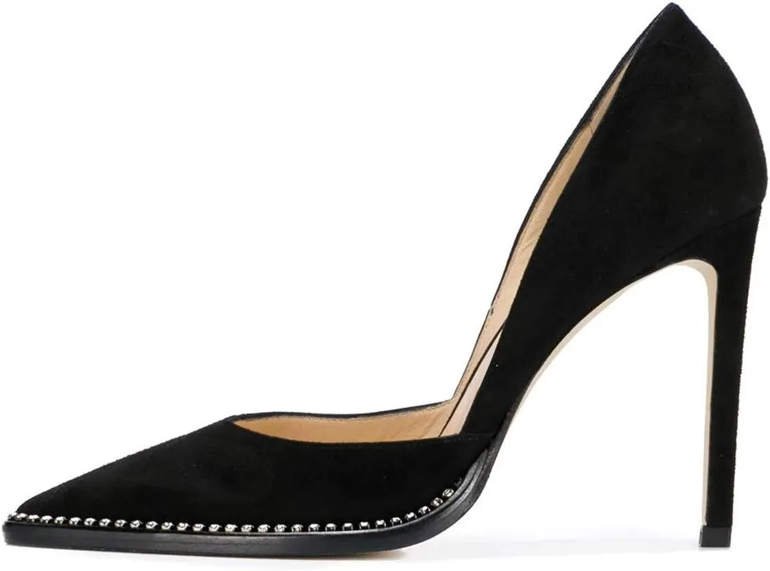 FSJ Women Sexy High Heels Slide Pumps Pointed Toe Studded Stiletto Party Evening Dress Shoes Size 4-15 US