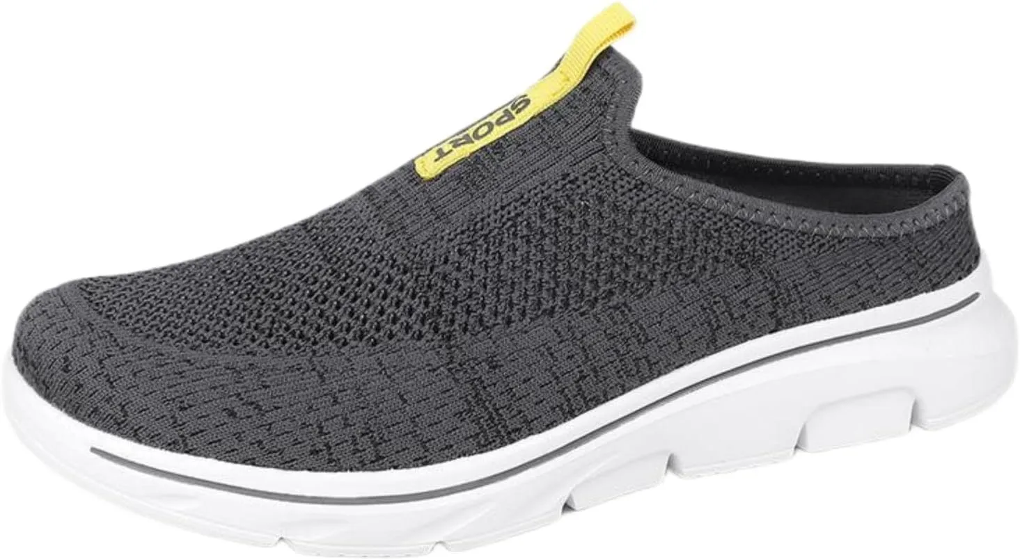 FUNCOS Men's Slip-On Slippers Lightweight Breathable Knit Mesh House Shoes Closed Toe Design for Indoor Comfort