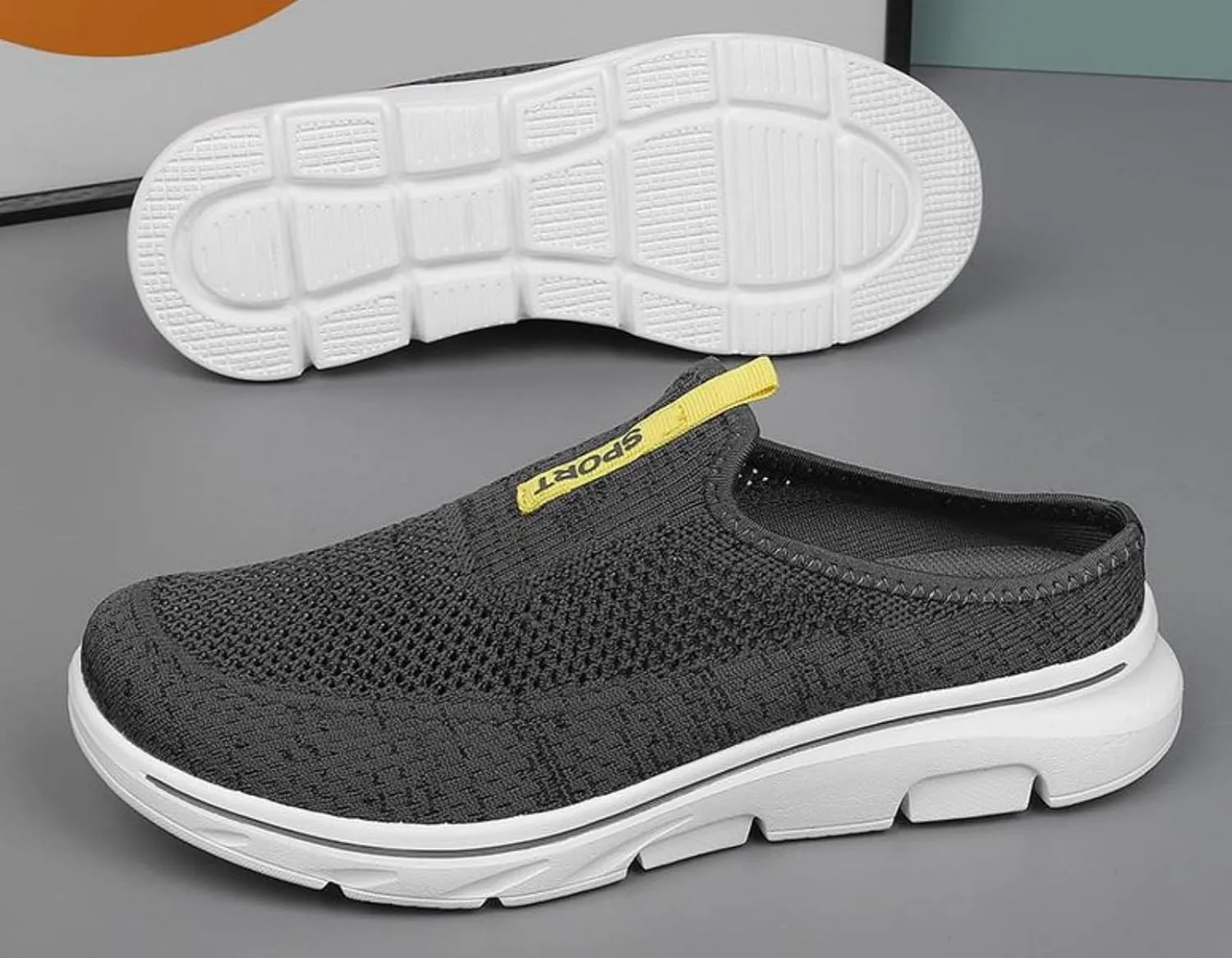 FUNCOS Men's Slip-On Slippers Lightweight Breathable Knit Mesh House Shoes Closed Toe Design for Indoor Comfort