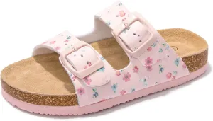 FUNKYMONKEY Unisex-Child Slide Sandals Adjustable Double Buckle with Soft Footbed Comfort Slides for Girls and Boys