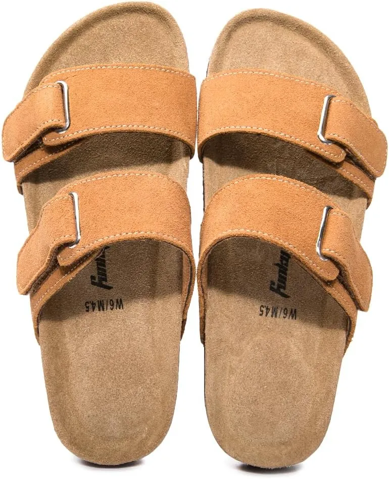 FUNKYMONKEY Unisex Slide Sandals Adjustable Double Buckle with Soft Footbed Comfort Slides for Women and Men