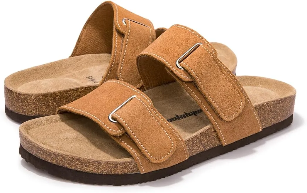FUNKYMONKEY Unisex Slide Sandals Adjustable Double Buckle with Soft Footbed Comfort Slides for Women and Men