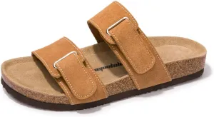 FUNKYMONKEY Unisex Slide Sandals Adjustable Double Buckle with Soft Footbed Comfort Slides for Women and Men