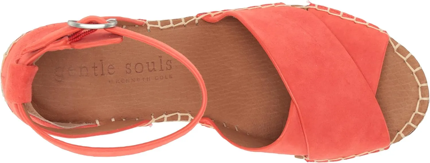 Gentle Souls by Kenneth Cole Women's Charli X Band Buckle Heeled Sandal Espadrille Wedge