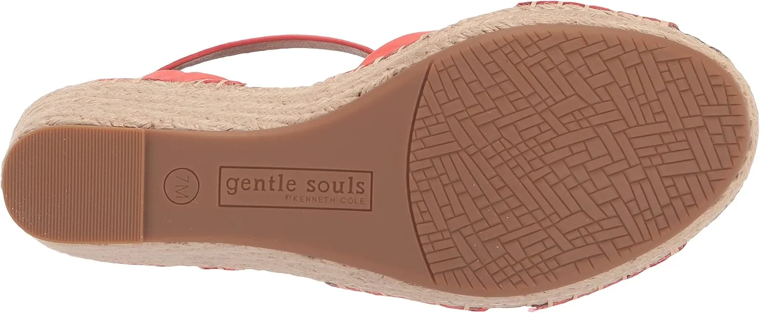 Gentle Souls by Kenneth Cole Women's Charli X Band Buckle Heeled Sandal Espadrille Wedge
