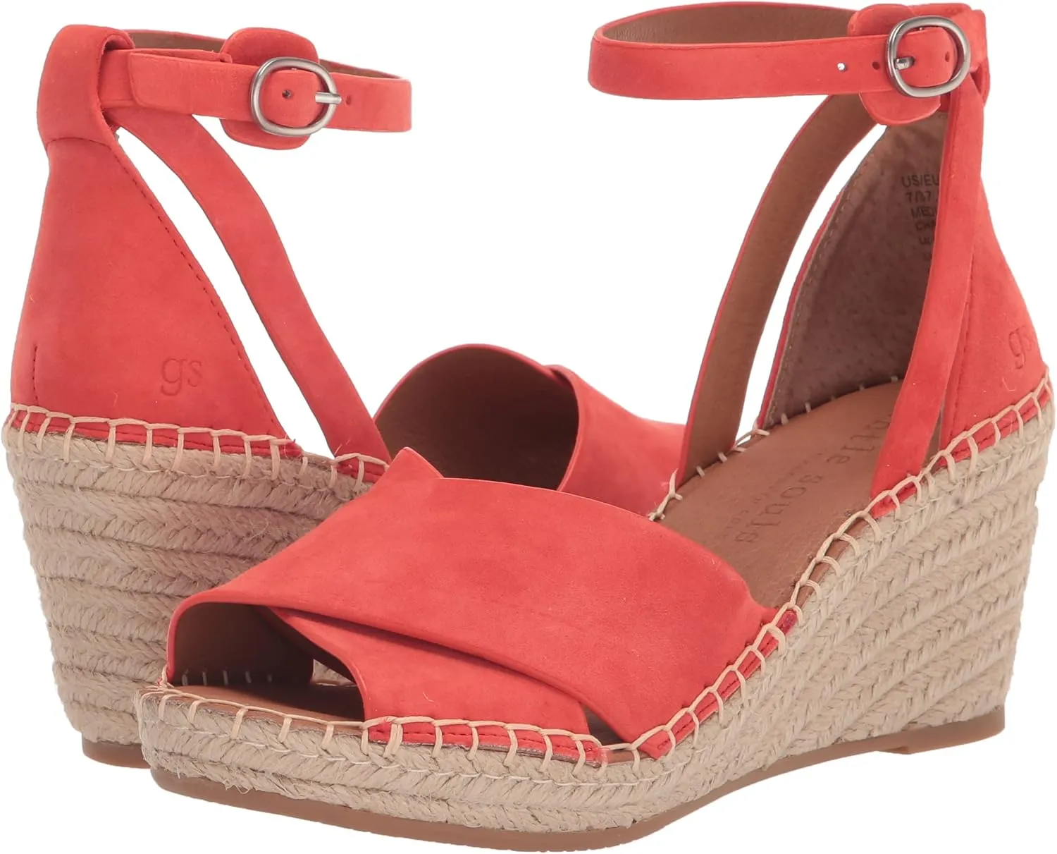 Gentle Souls by Kenneth Cole Women's Charli X Band Buckle Heeled Sandal Espadrille Wedge
