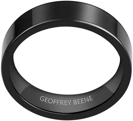 Geoffrey Beene Men Stainless Steel 7mm Polished Black Ring
