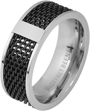 Geoffrey Beene Men's 8mm Stainless Steel Polished Edge Mesh Ring