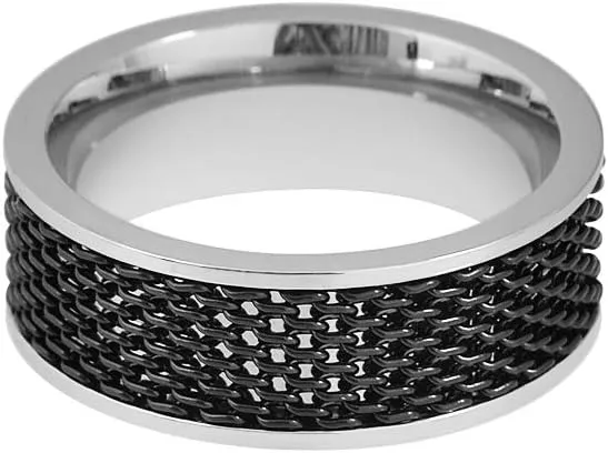 Geoffrey Beene Men's 8mm Stainless Steel Polished Edge Mesh Ring
