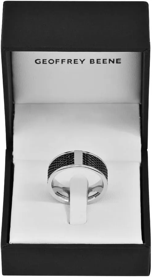Geoffrey Beene Men's 8mm Stainless Steel Polished Edge Mesh Ring