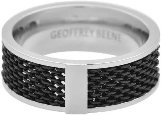 Geoffrey Beene Men's 8mm Stainless Steel Polished Edge Mesh Ring