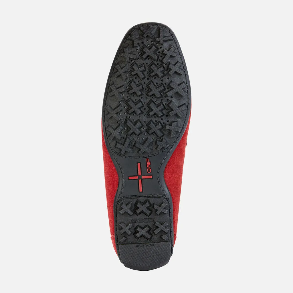 Geox Red Kosmopolis Grip Suede Loafer