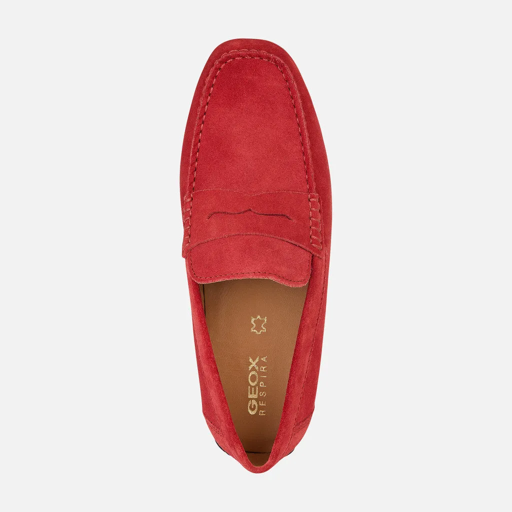 Geox Red Kosmopolis Grip Suede Loafer