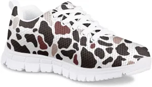 Girls Cute Tennis Shoes Cow Sunflower Leopard Print Casual Kids Sneakrs Lightweight Lace Up Soft School Athletic Running Shoes