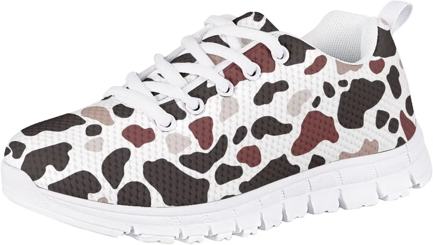 Girls Cute Tennis Shoes Cow Sunflower Leopard Print Casual Kids Sneakrs Lightweight Lace Up Soft School Athletic Running Shoes