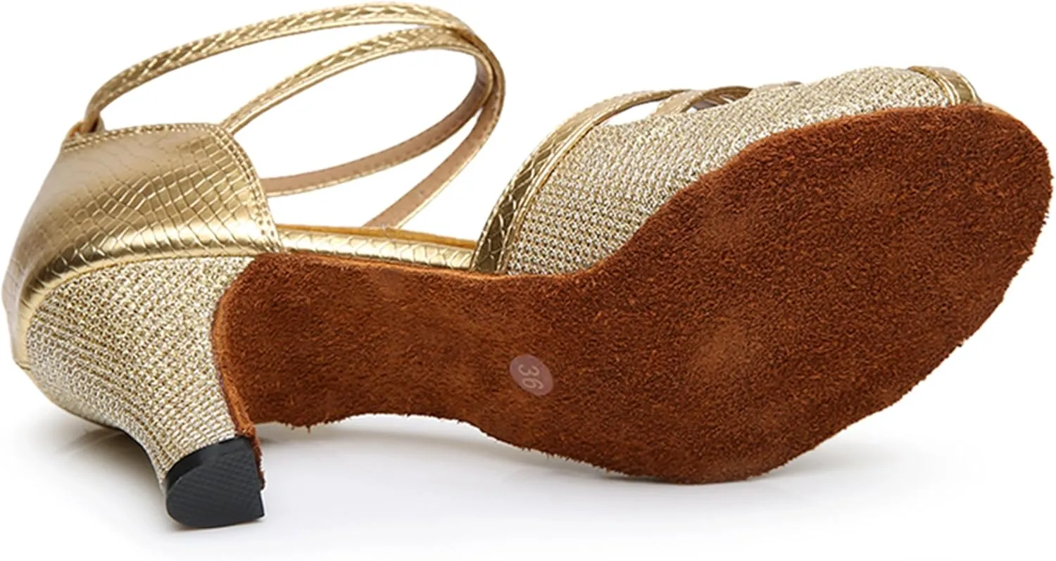 Girls Womens Latin Salsa Dance Shoes Glitter Comfortable Wedding Evening Sandals