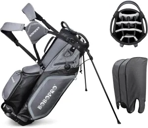 Golf Stand Bag, Golf Bags with Stand, 14 Way Top Divider Golf Club Bag with 7 Pockets, Cooler Pouch and Rain Hood, Dual Shoulder Straps, Lightweight and Waterproof for Men Women