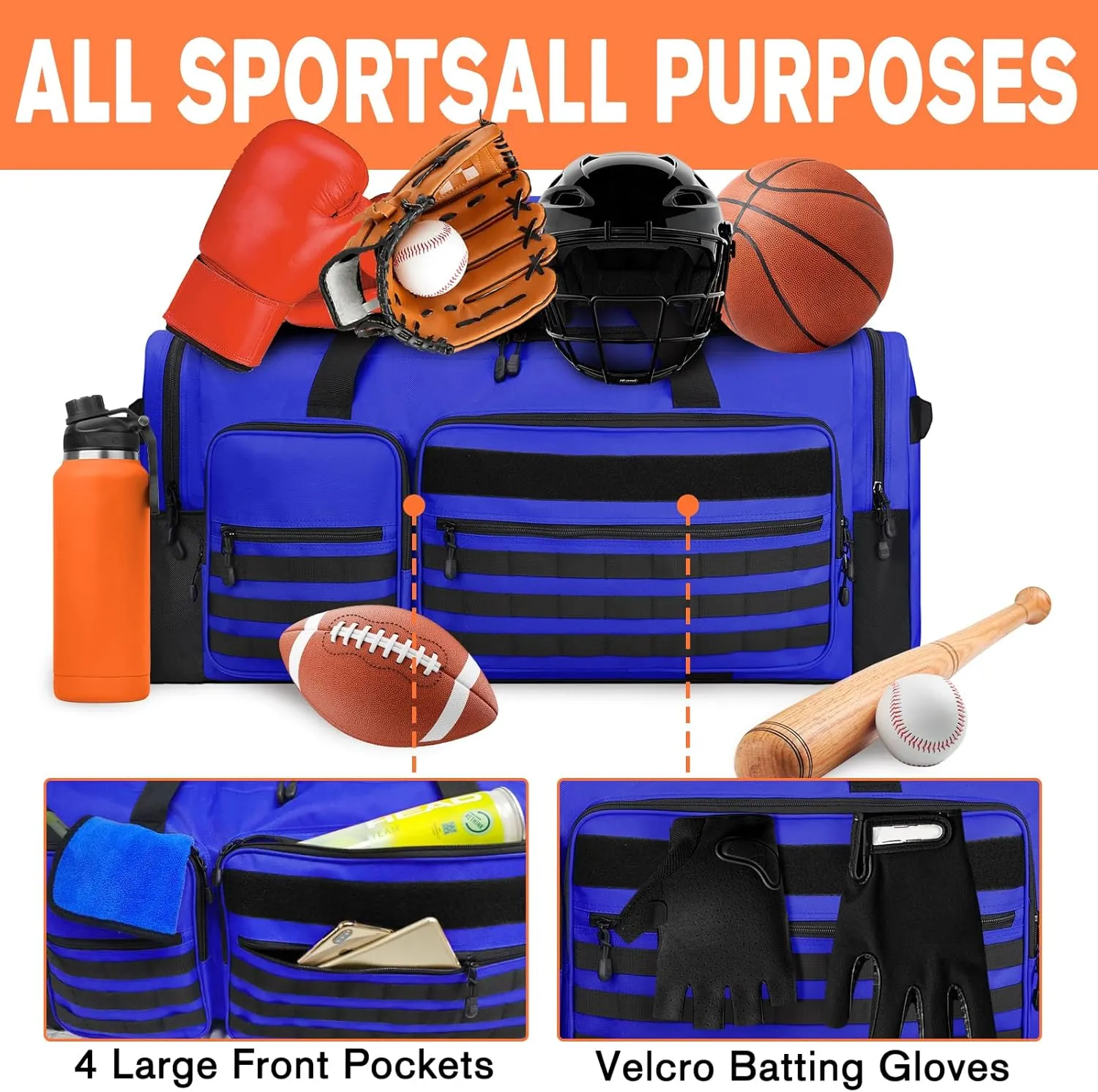 Goloni 130L Heavy Duty Large Duffle Equipment Bag,Catchers Gear Bag with Shoe Compartment,Baseball Duffle Bag