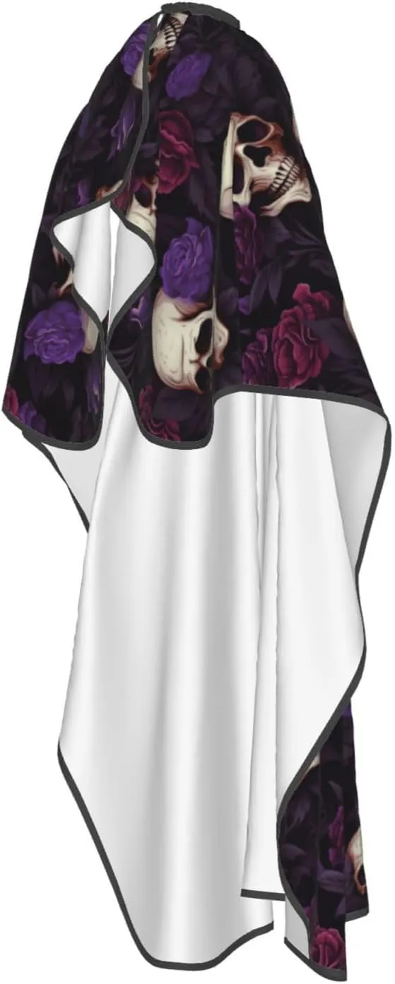 Gothic Rose Sugar Skull Barber Cape with Adjustable Buckle Hair Cutting Salon Cape for Unisex, Perfect for Hairstylists