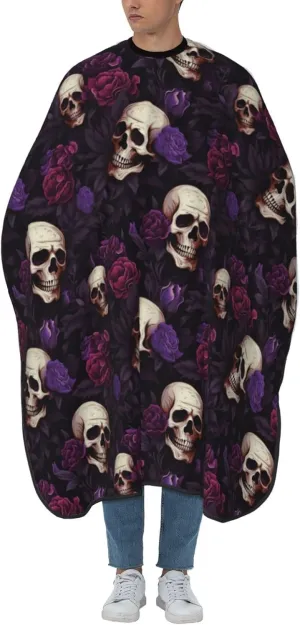 Gothic Rose Sugar Skull Barber Cape with Adjustable Buckle Hair Cutting Salon Cape for Unisex, Perfect for Hairstylists