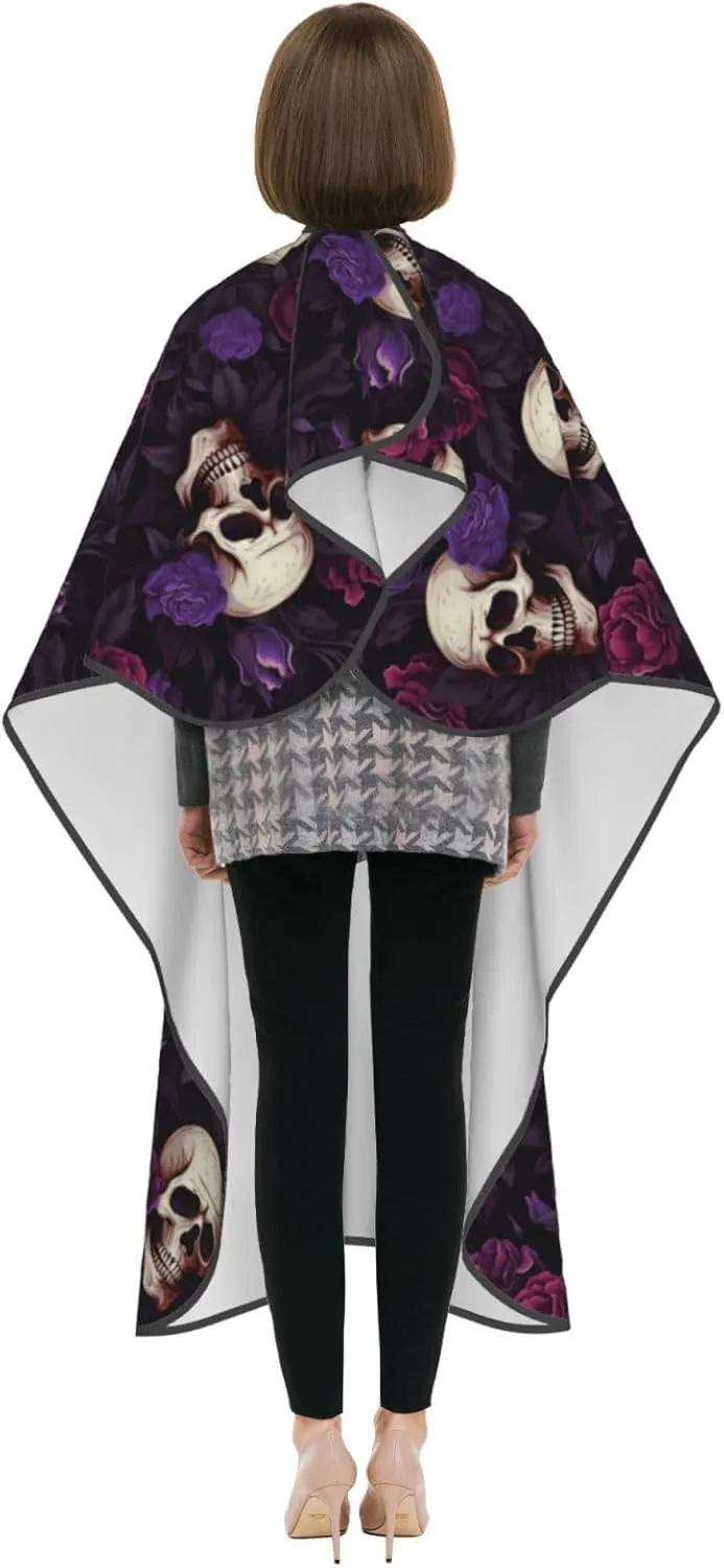 Gothic Rose Sugar Skull Barber Cape with Adjustable Buckle Hair Cutting Salon Cape for Unisex, Perfect for Hairstylists