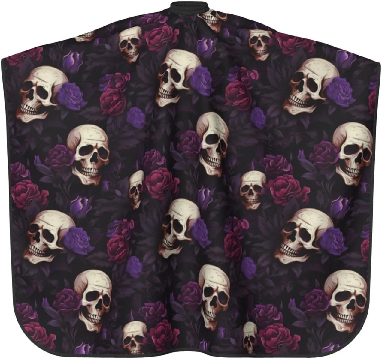 Gothic Rose Sugar Skull Barber Cape with Adjustable Buckle Hair Cutting Salon Cape for Unisex, Perfect for Hairstylists