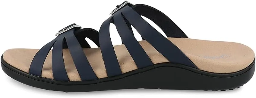 Gravity Defyer Women's GDEFY Ortal Leather Strappy Fashion Sandal - VersoShock Proven Performance Orthotic Slides