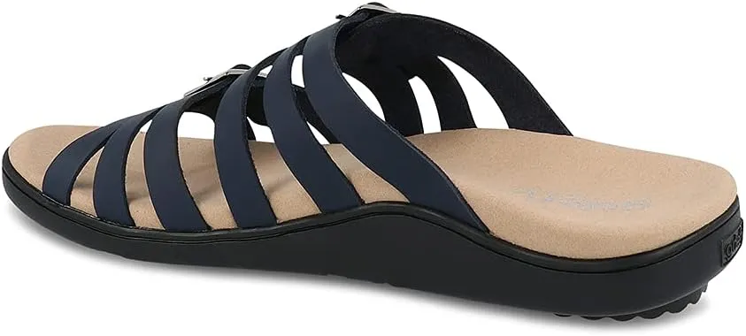 Gravity Defyer Women's GDEFY Ortal Leather Strappy Fashion Sandal - VersoShock Proven Performance Orthotic Slides