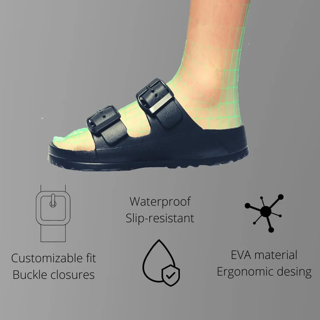 greenbox Women's Adjustable Slip-On EVA Double Buckle Slide Sandals - Lightweight and Comfortable Summer Footwear