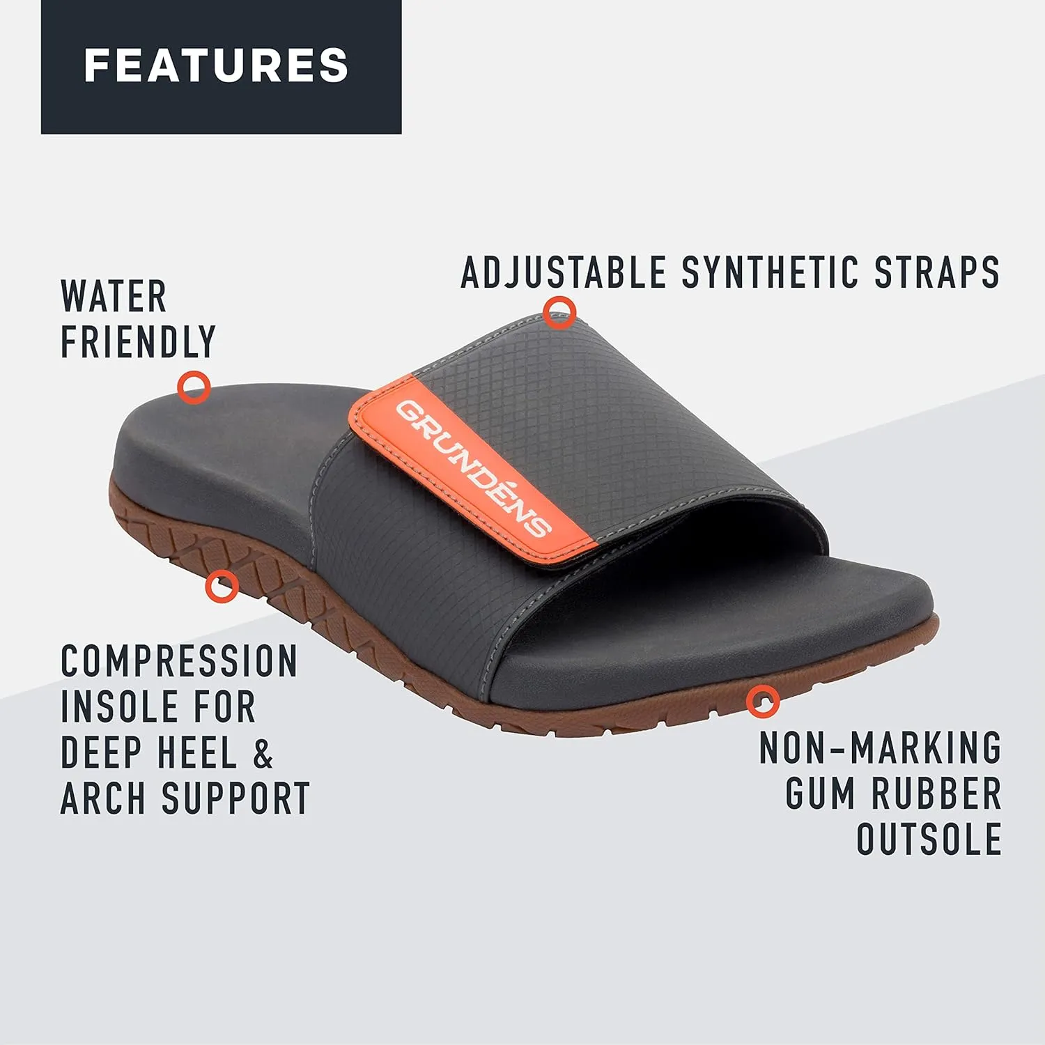 Grundéns Men's Eddy Line Slide| Comfortable, Nonslip and Water Friendly
