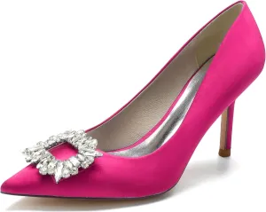 Hanfike Outdoor Wedding Shoes for Women Slip-on Bridal Party Evening Pumps with Bows JY009