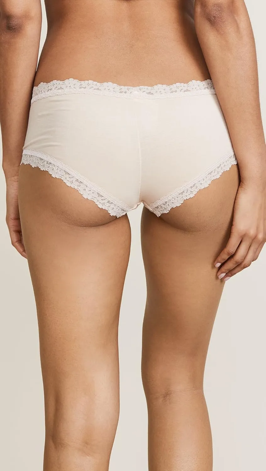 hanky panky Women's Organic Cotton Boyshort W/Lace