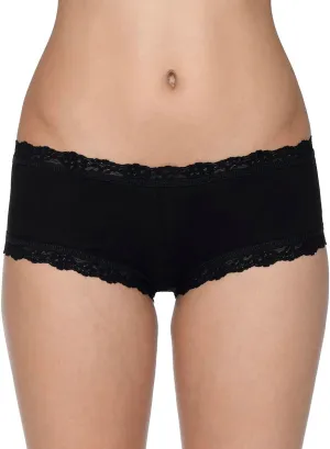 hanky panky Women's Rolled Organic Cotton Boyshort with Lace