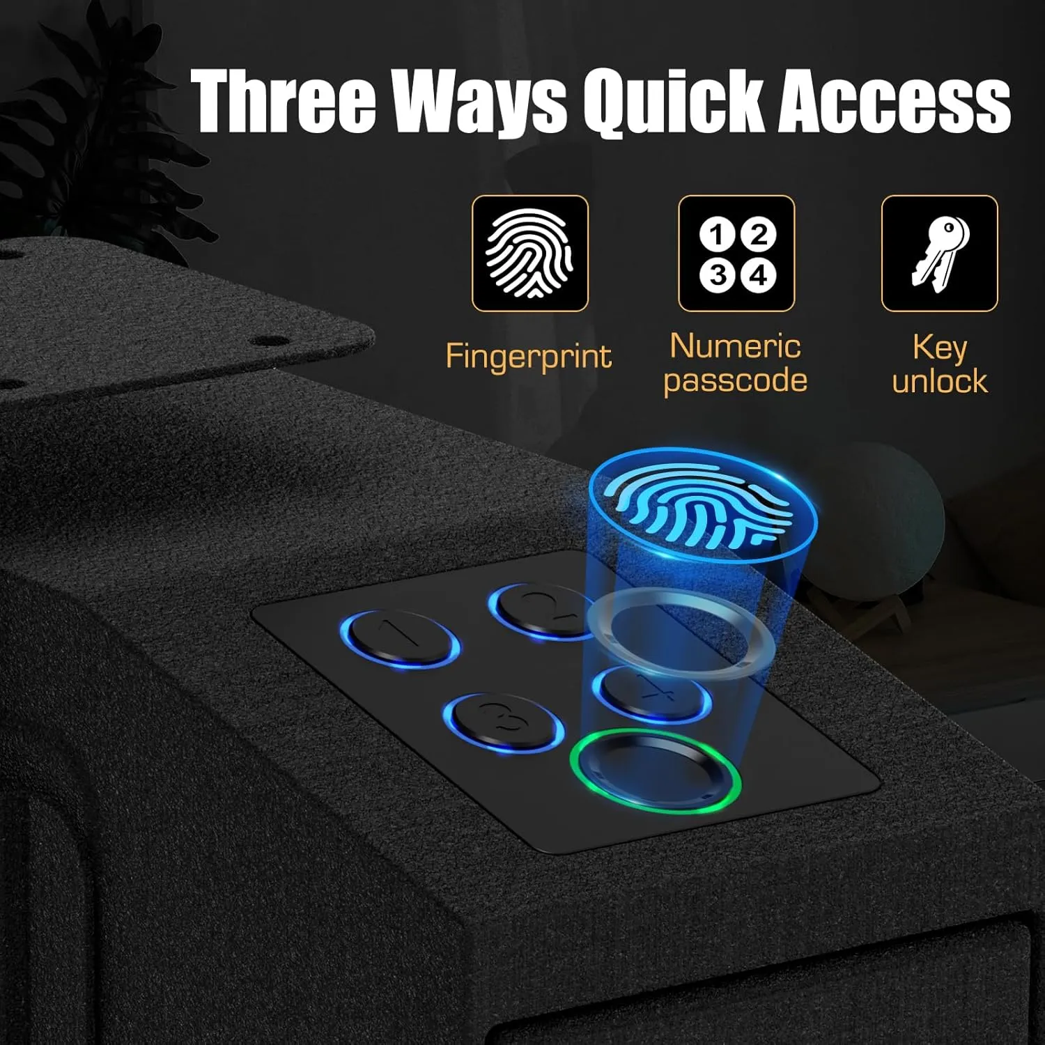 HARDROCK Gun Safe for Pistols, Biometric Wall Mounted Handgun Safe Box for Desk, Bedside,Truck，Drop Down Quick Access Security Safe with Fingerprint Keypad Lock for Home nightstand