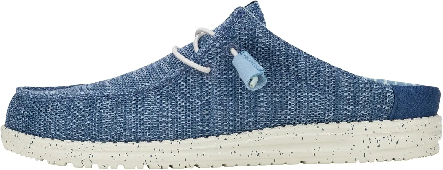 HEYDUDE Wally Slip Stretch Sox Faded Denim/Sargasso Blue Size 11, Men’s Shoes, Men's Slip-on Loafers, Comfortable & Light-Weight