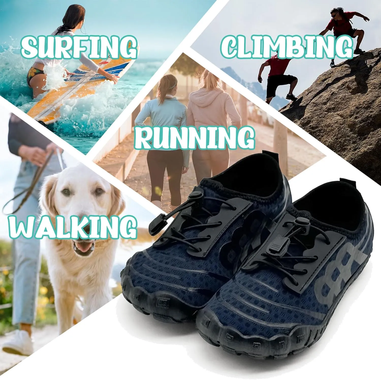 Hike Barefoot Shoes for Women Men Breathable Slip-on Barefoot Water Shoes with Wide Toe Box Non-Slip Athletic Footwear for Hiking Walking Pool Beach Swim Aqua Sport