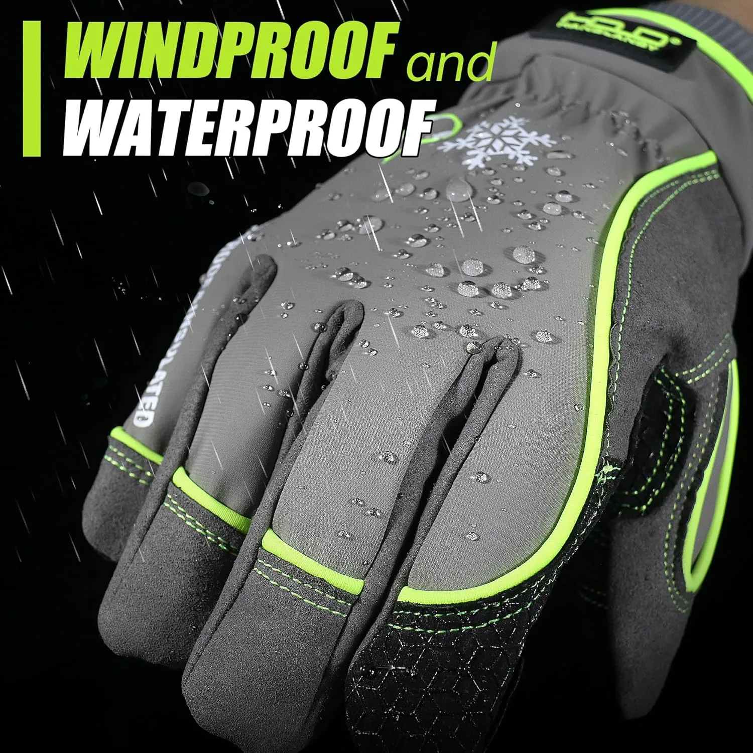 HLDD HANDLANDY Waterproof & Windproof Winter Gloves for Men Women, Touchscreen Thermal Gloves for Cold Weather, Ski Snowboard Work Gloves