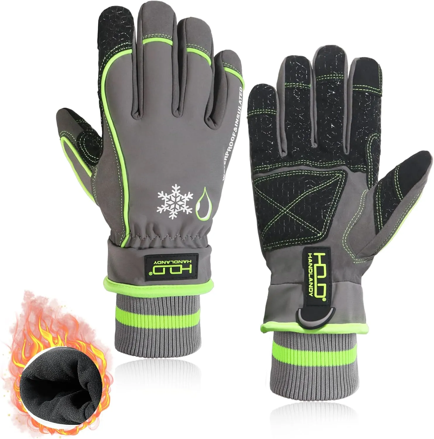 HLDD HANDLANDY Waterproof & Windproof Winter Gloves for Men Women, Touchscreen Thermal Gloves for Cold Weather, Ski Snowboard Work Gloves