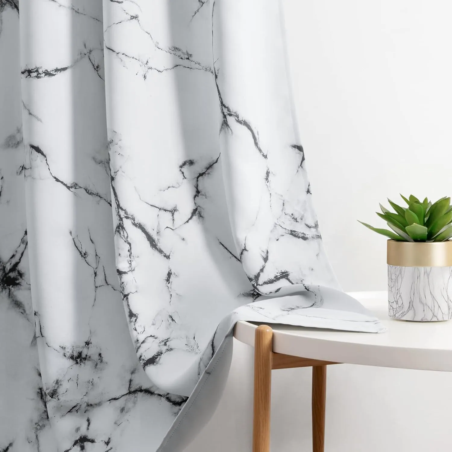 HOMEIDEAS Marble Blackout Curtains, 52 x 84 Inches Long Black and White Room Darkening Modern Patterned Grommet Drapes for Living Room, Bedroom Decor 2 Panels