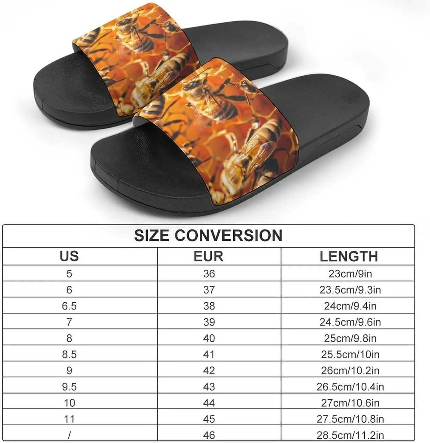 Honey Bee Men's Slide Sandal Non Slip Shower Shoes Bathroom Slippers for Pool Beach