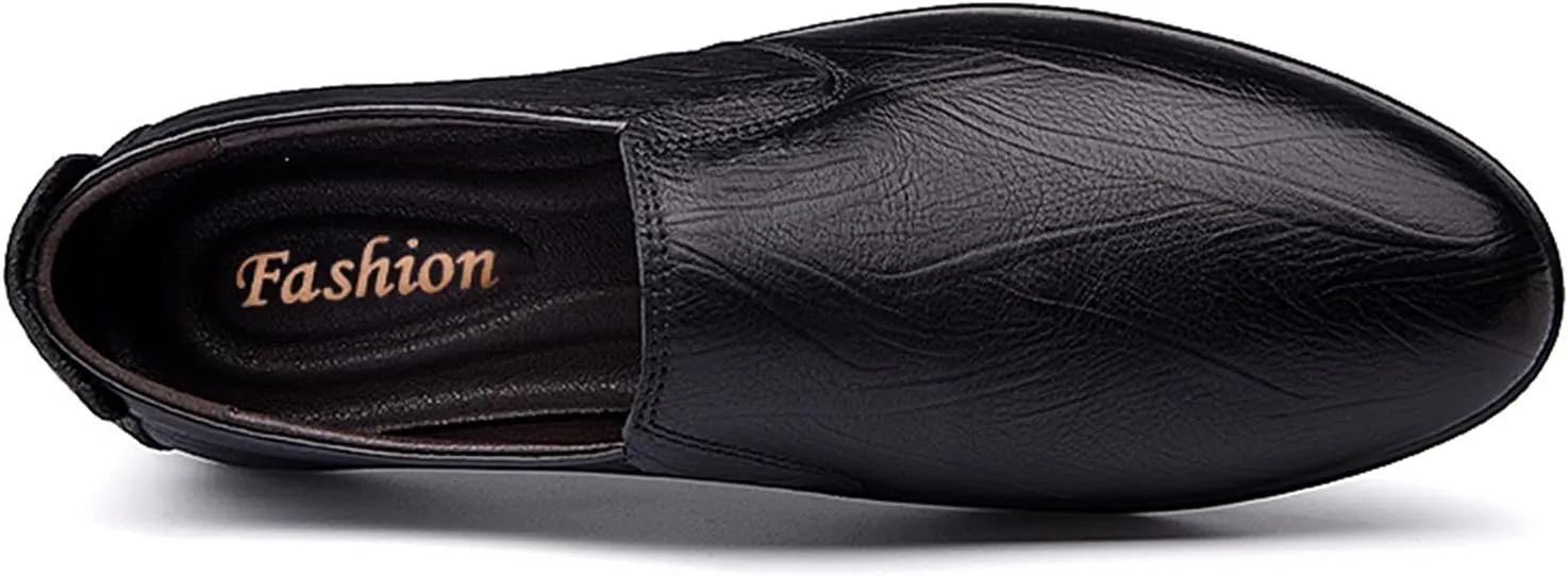 HOOENG Driving Moccasins Smoking Loafer for Men Cowhide Round Toe Flexible Anti-Slip Lightweight Casual Slip On